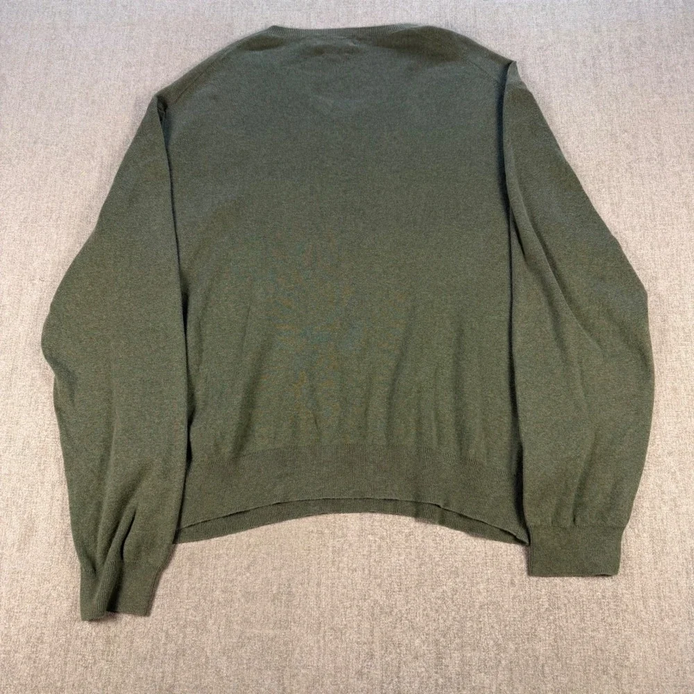 Polo Ralph Lauren V-Neck Sweater Mens XXL Olive Green Pima Cotton Pony Logo